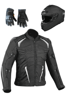 Hovedbilde Startpakke LETT-MC Sort. Jakke, hansker og hjelm