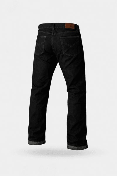 WD 082 BLACK JEANS MC BUKSE MED DUPONT&reg; KEVLAR, CE-BESKYTTER P&Aring; KN&AElig;R OG HOFTER