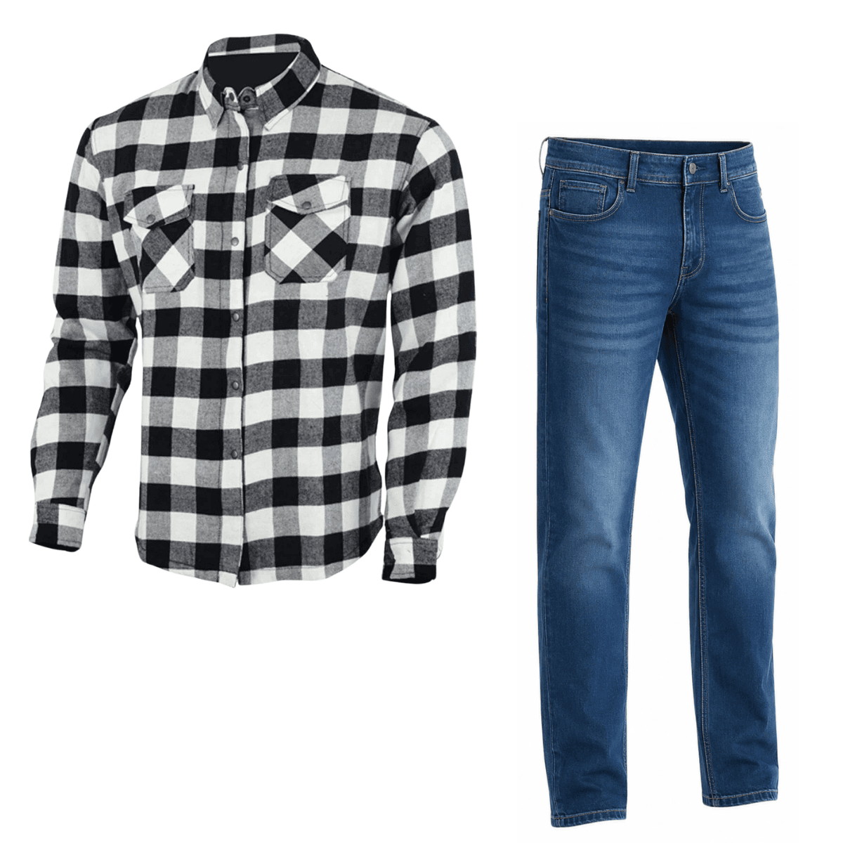 Pakketilbud Canadaskjorte Sort/hvit og jeans begge produsert med Dupont® kevlar
